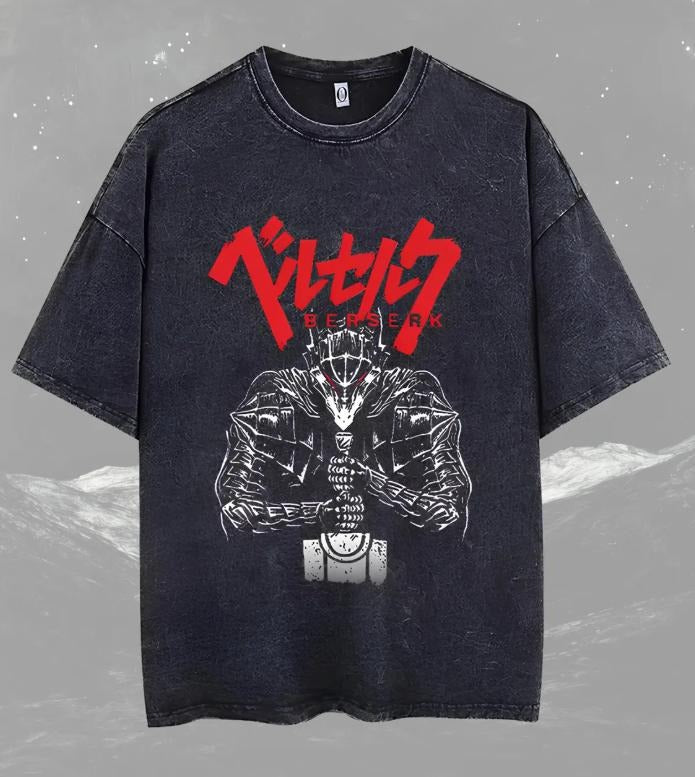 Guts Anime V2 T-Shirt, Shirt  Anime Graphic Tee  Streetwear  Retro Vintage Washed  Unisex Top  Vintage T-Shirt Menswear...