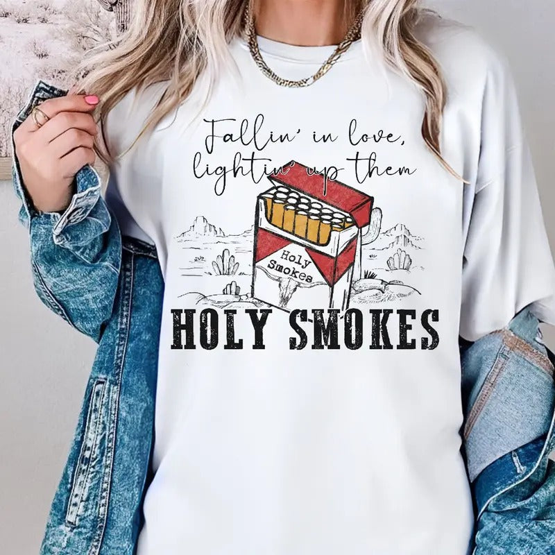 H0ly Sm0kes ZB Graphic Tee, Concert Outfit, Western Vibe, Country Music Top, Unisex Long Sleeve Crewneck Shirt Hoodie...