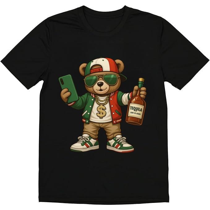 HAGBDH Mens Fashionable Crew Neck T-Shirt - Comfortable Fit,PatternedPrint Mexican Bear Tee Fiesta Ready, Streetwear...