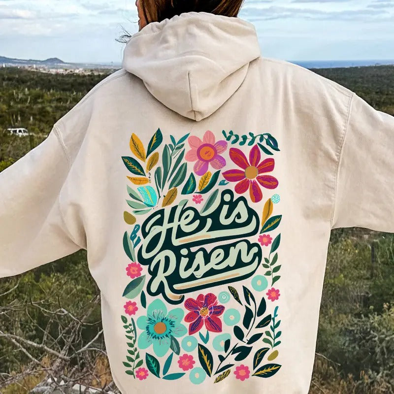 HE IS RISEN 2 EASTER SWEATSHIRT, CHRISTIAN HOODIE OVERSIZED COMFY CASUAL COTTON HOODIE Christmas Menswear Shirt