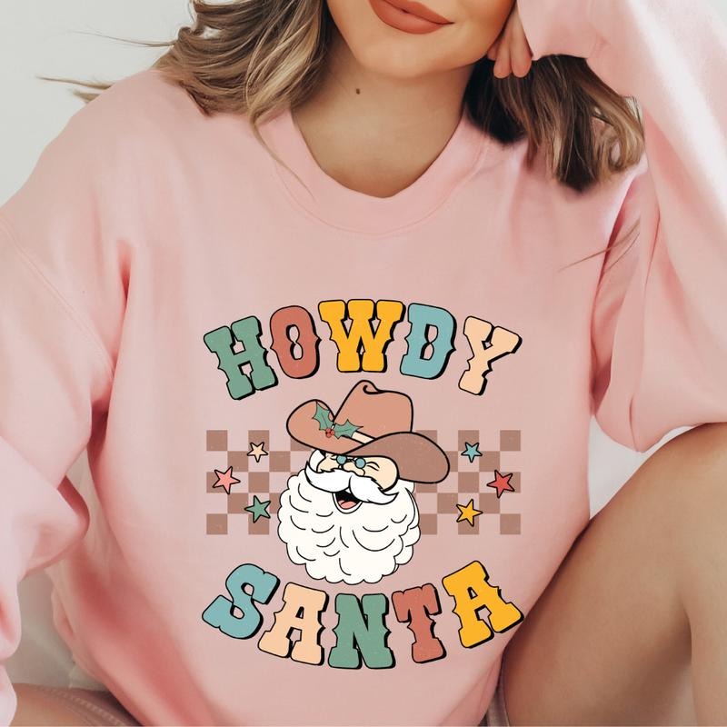 HOWDY SANTA WESTERN CHRISTMAS Crewneck (Crewneck Sweatshirt, Unisex Fit, Causal Sweatshirt for Christmas, Christmas...