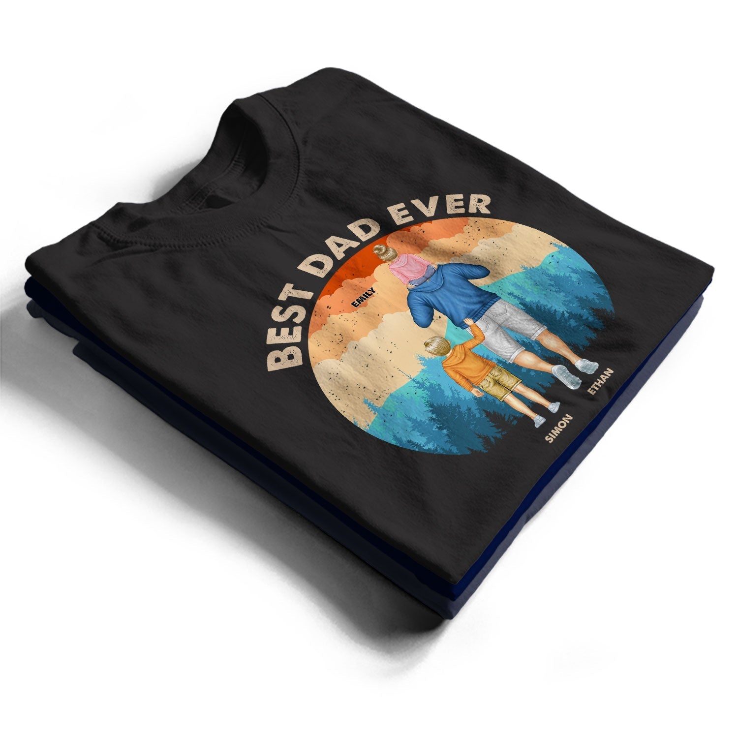 Best Dad Ever Backside - Personalized T Shirt