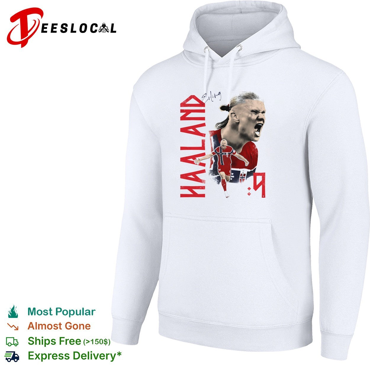 Haaland Norway number 9 jersey poster shirt