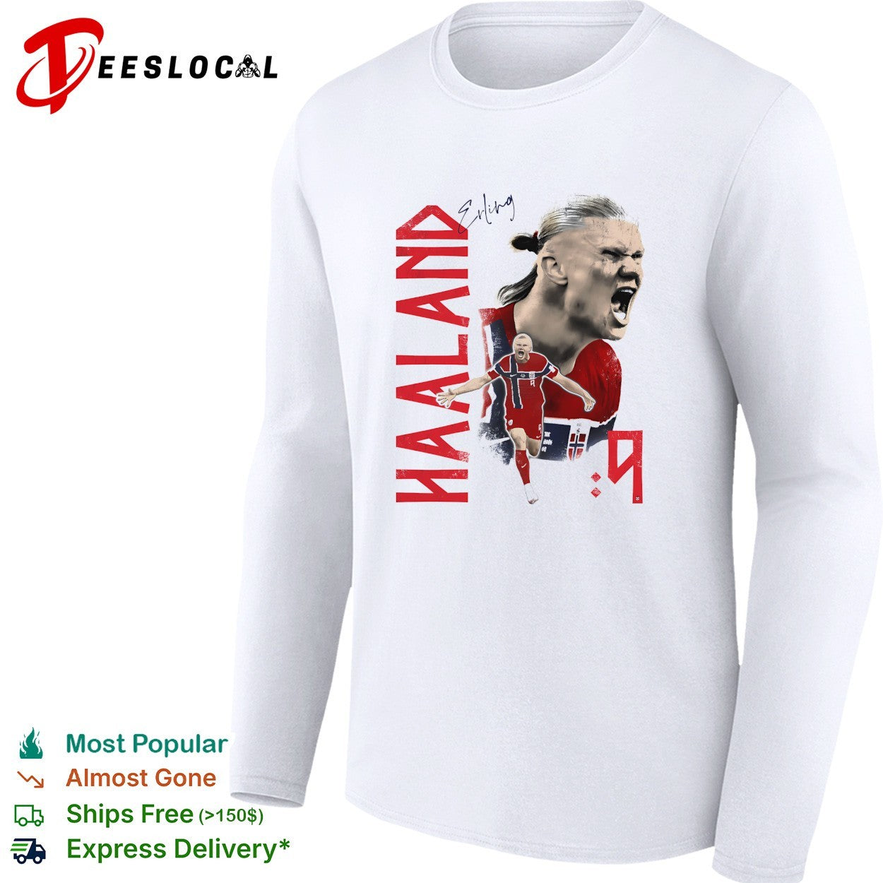Haaland Norway number 9 jersey poster shirt