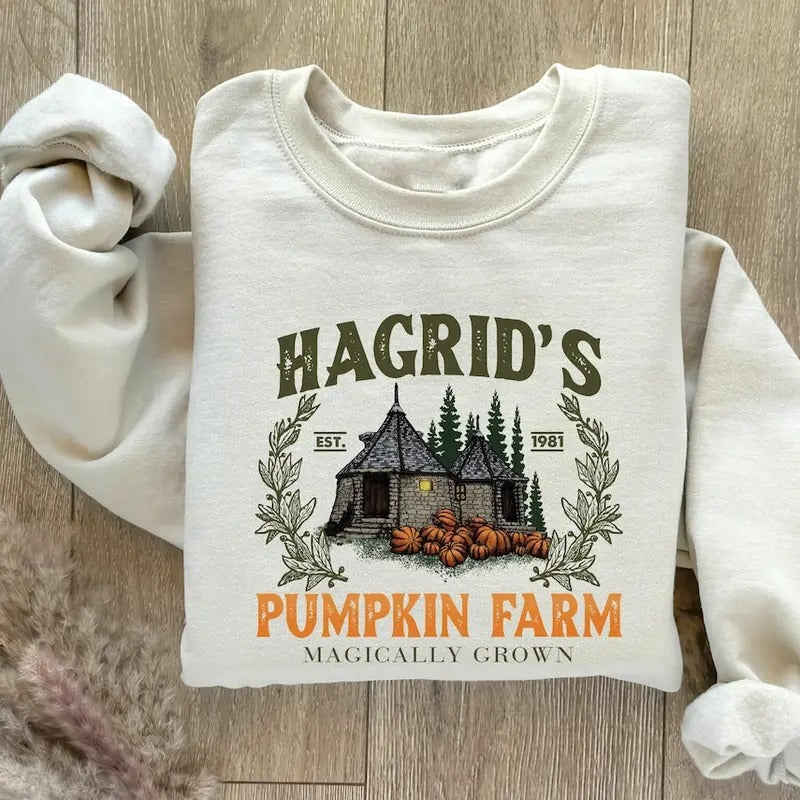 Hagrid's Pumpkin Patch Shirt Pumpkin Farm Crewneck Sweatshirt Cotton Sweaters Hoodie | PrintMintTees.com