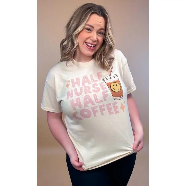 Half Nurse Half Coffee Graphic T-Shirt Hoodie Sweatshirt | PrintMintTees.com