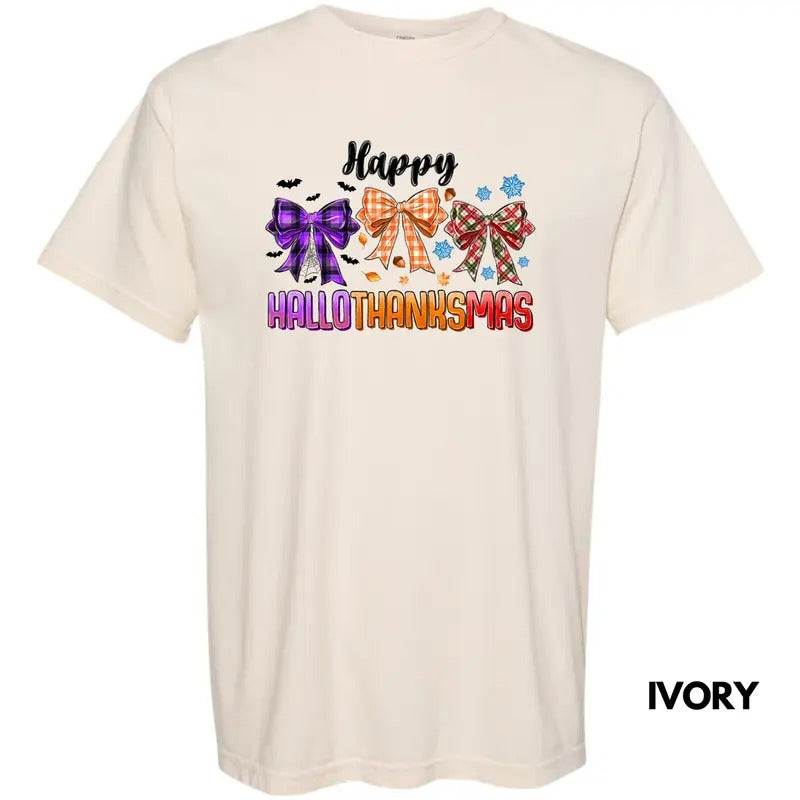 HalloThanksMas Bows Comfort Colors T-Shirt 'NLB' Hoodie Sweatshirt | PrintMintTees.com