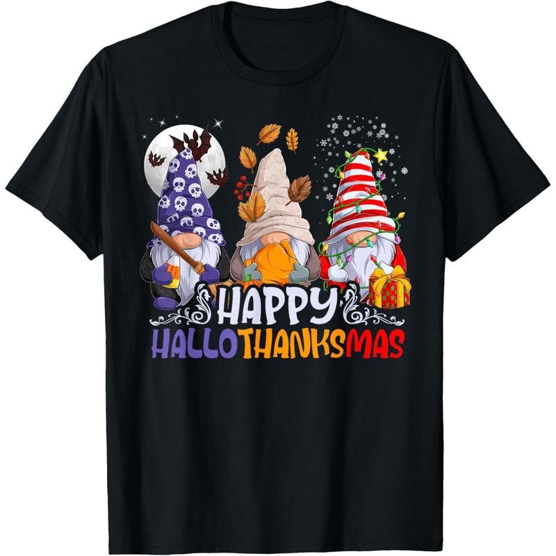 HalloThanksMas Gnomes Halloween Thanksgiving Christmas Happy T-Shirtmade in us Shirt Hoodie Sweatshirt | PrintMintTees.com