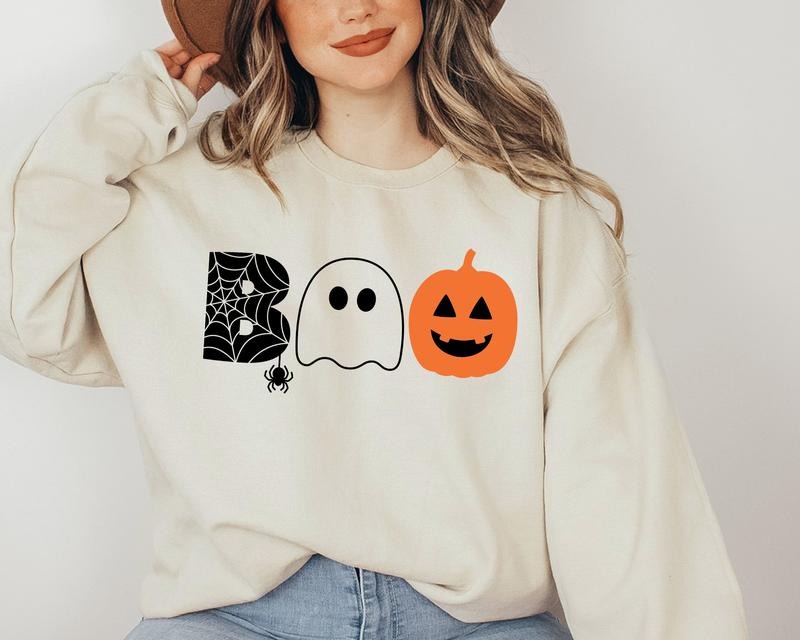 Halloween Boo Sweatshirt, Funny Halloween Ghost Sweatshirt, Boo Shirt, Halloween Pumpkin Sweatshirt, Pumpkin Face...