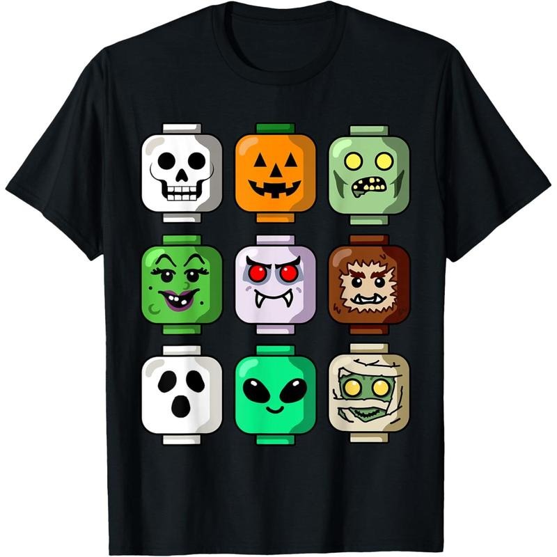 Halloween Building Brick Head Pumpkin Ghost Zombie Boys T-Shirt made in usa Hoodie Sweatshirt | PrintMintTees.com