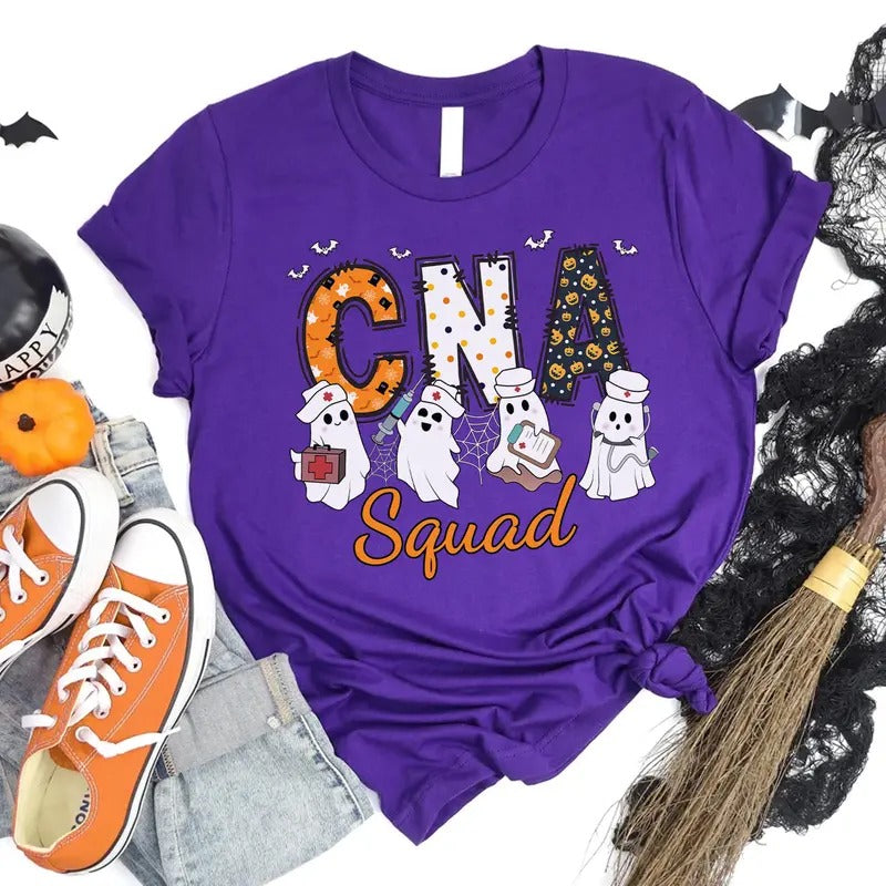 Halloween CNA Squad T-shirt, Halloween CNA Shirt, Certified Nursing Assistant Tee, Ghost Tshirt, Matching Halloween Shirt...