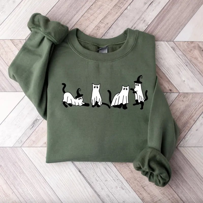 Halloween Cat Sweatshirt - Tshirt