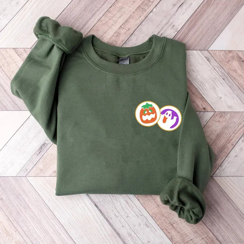 Halloween Cookies Boo Sweatshirt, Halloween Sugar Cookies Sweatshirt, Black Cat Pumpkin Boo Ghost Shirt, Halloween...