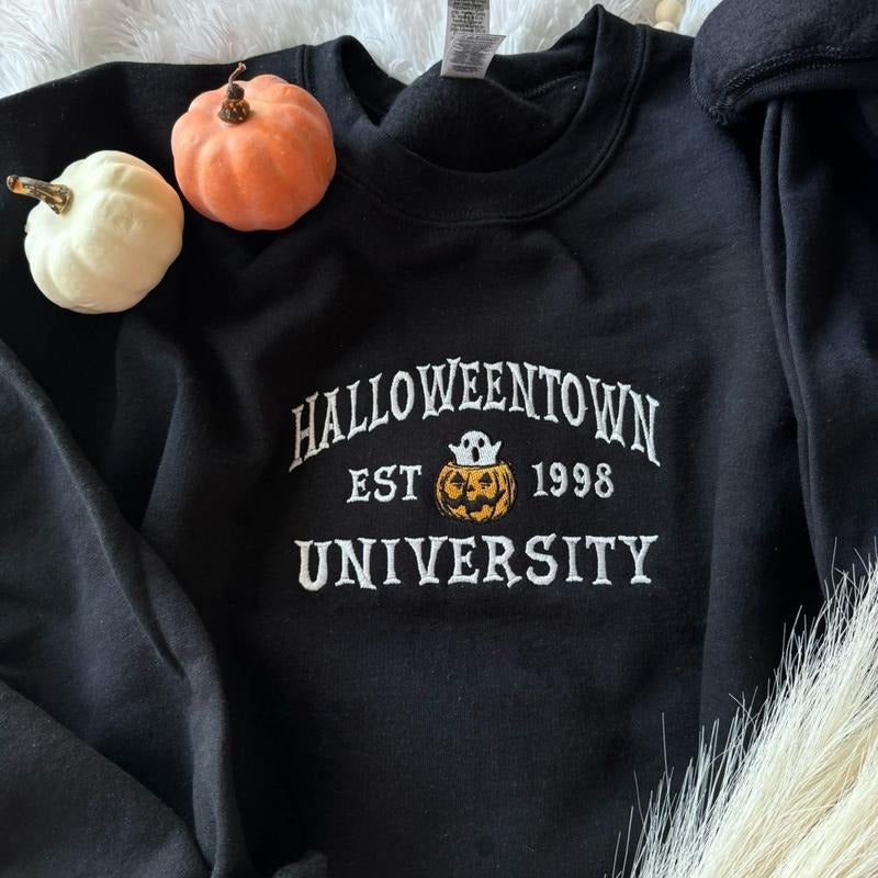 Halloween Embroidered Sweatshirt, Halloweentown Sweatshirt, Embroidered Halloween Sweatshirt Shirt Hoodie | PrintMintTees.com
