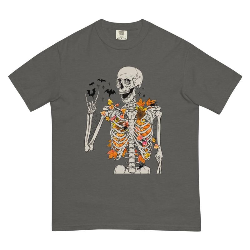 Halloween Floral Skeleton tee, Retro Skeleton Shirt, Spooky Season Shirt, Summerween shirt, Comfort Colors Halloween...