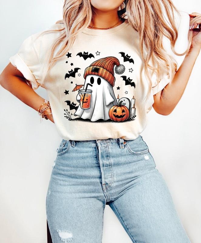 Halloween Ghost Pumpkin Spice Latte Shirt, Cute Ghost Shirt, Pumpkin Fall Halloween Shirt, Cute Fall Autumn Shirt, Spooky...
