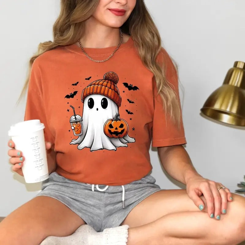 Halloween Ghost Shirt, Cute Halloween Shirt, Halloween Women's Shirt, Spooky Season Shirt, Trick or Treat Shirt, Pumpkin...