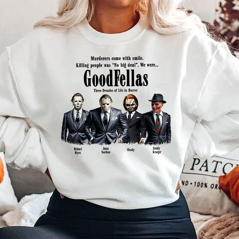 Halloween Good Fellas Shirt,Horror Characters Shirts, Trending Graphic Tee Comfort Cotton Hoodie Sweatshirt