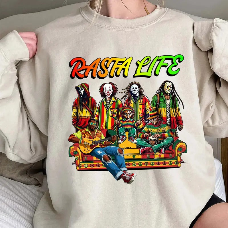 Halloween Horror Characters RASTALIFE Shirt, Halloween Graphic Shirt Hoodie Sweatshirt | PrintMintTees.com