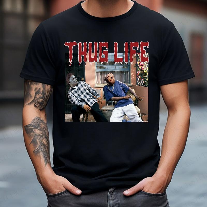 Halloween Horror Characters THUG LIFE Shirt, Friday Meme Shirt Hoodie Sweatshirt | PrintMintTees.com
