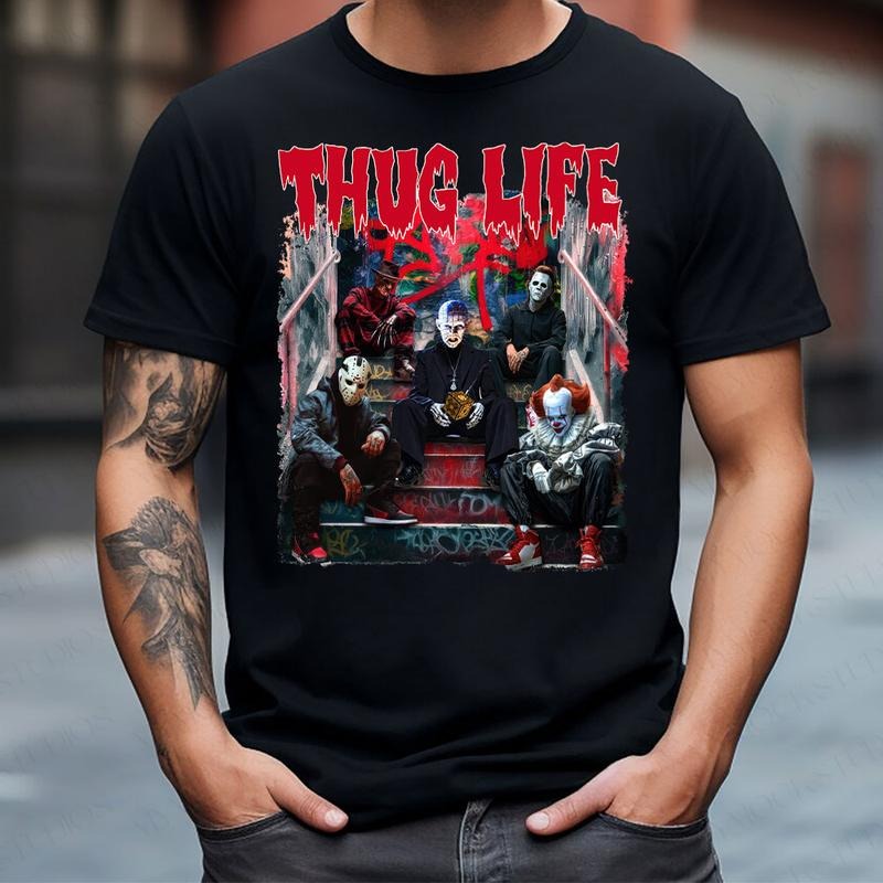 Halloween Horror Characters THUG LIFE Shirt, Halloween ThugLife Shirt style 03 Hoodie Sweatshirt | PrintMintTees.com