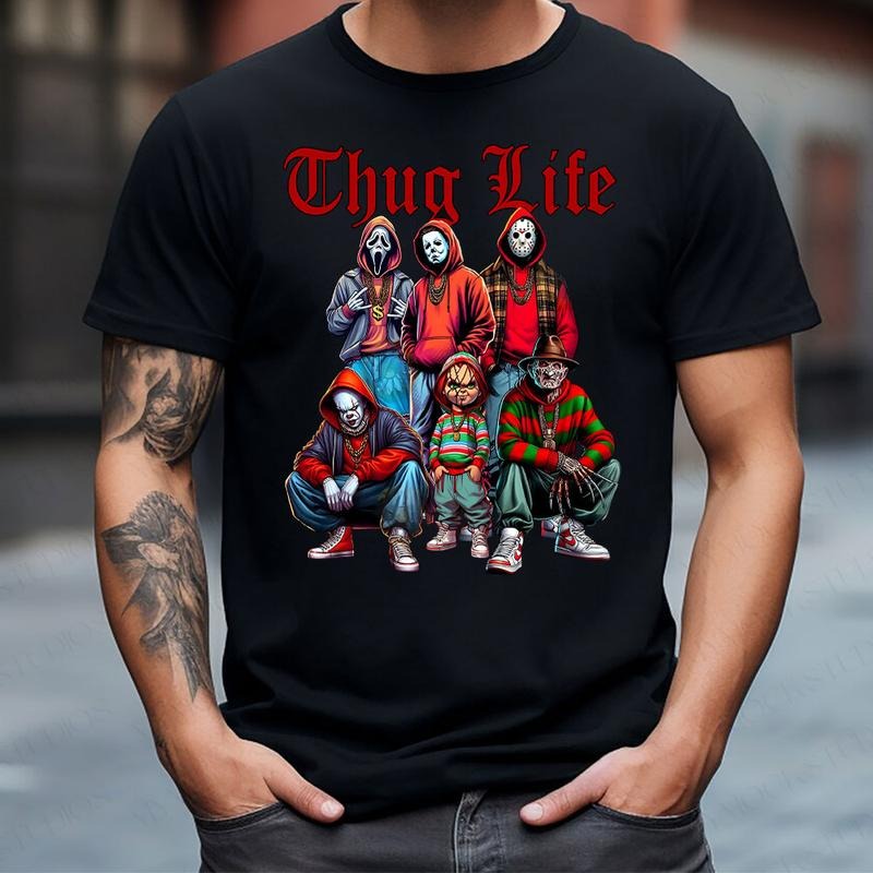 Halloween Horror Characters THUG LIFE Shirt, Halloween ThugLife Shirt style 04 Hoodie Sweatshirt | PrintMintTees.com