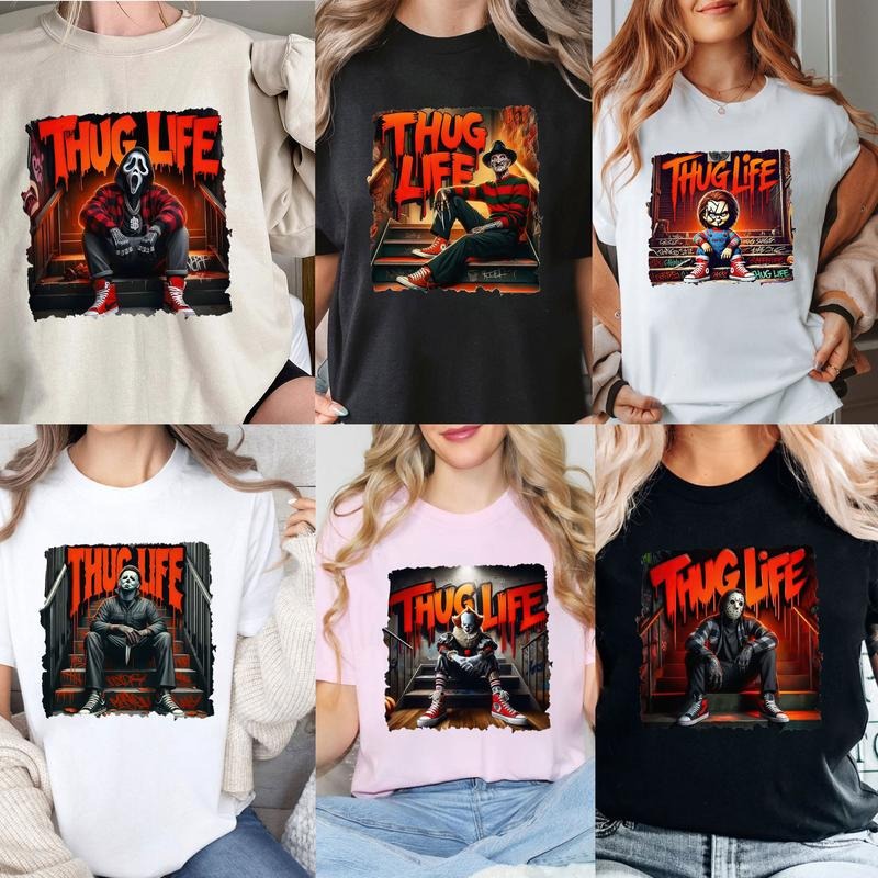 Halloween Horror Characters ThugLife, Horror Characters TShirt, Every Characters Tee Shirt Hoodie Sweatshirt