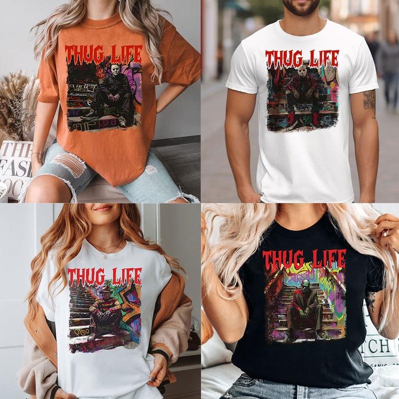 Halloween Horror Characters ThugLife, Horror Characters TShirt, Every Characters Tee Shirt style 02 Hoodie Sweatshirt