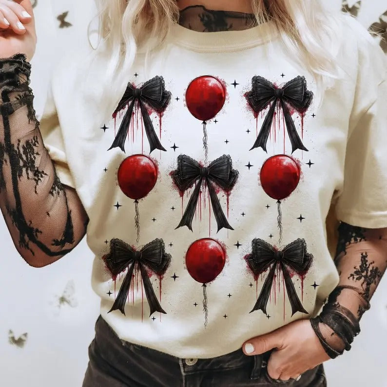 Halloween Horror Shirt, Coquette Bow Halloween Shirt, Halloween Shirt, Horror movies Shirt, Spooky Season Shirt, Gothic...