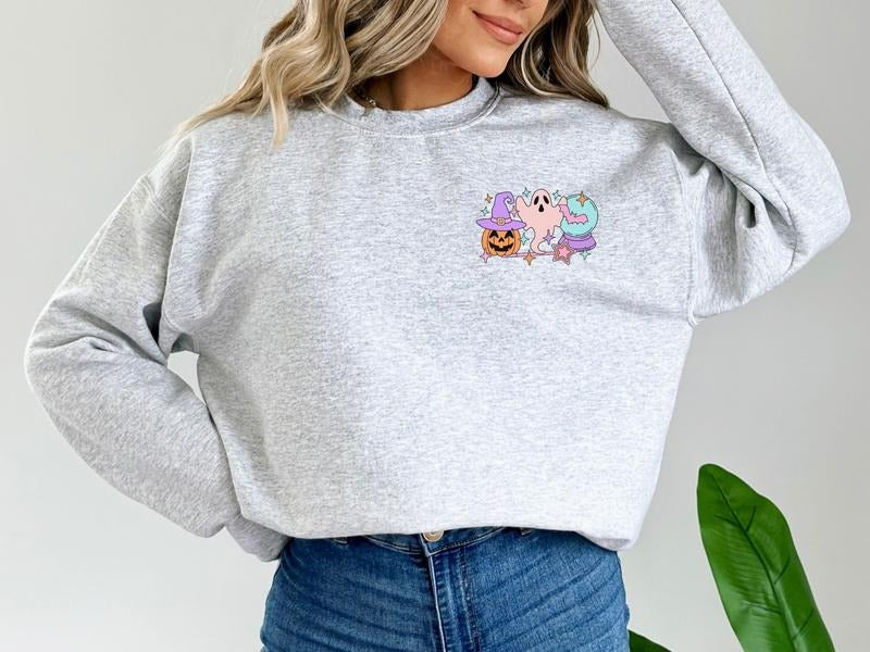 Halloween It is Okay Mental Health Awareness Sweatshirt with Front Pocket Logo and Full Back Graphic Shirt Hoodie