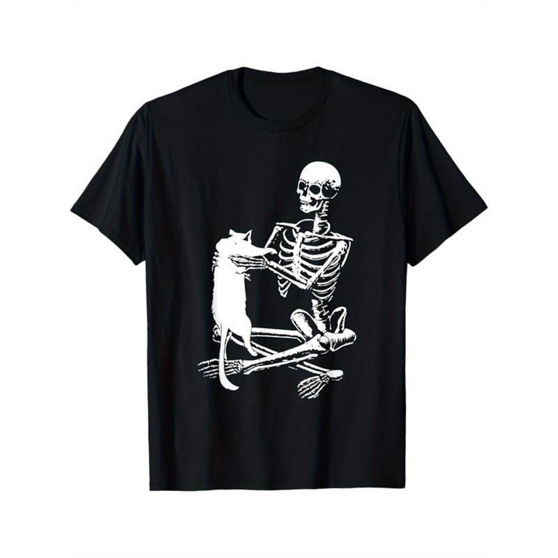 Halloween Print Men's Cotton Top, Casual Short Sleeve Crew Neck T-shirt, Men's Clothing For Outdoor made in usa Hoodie...