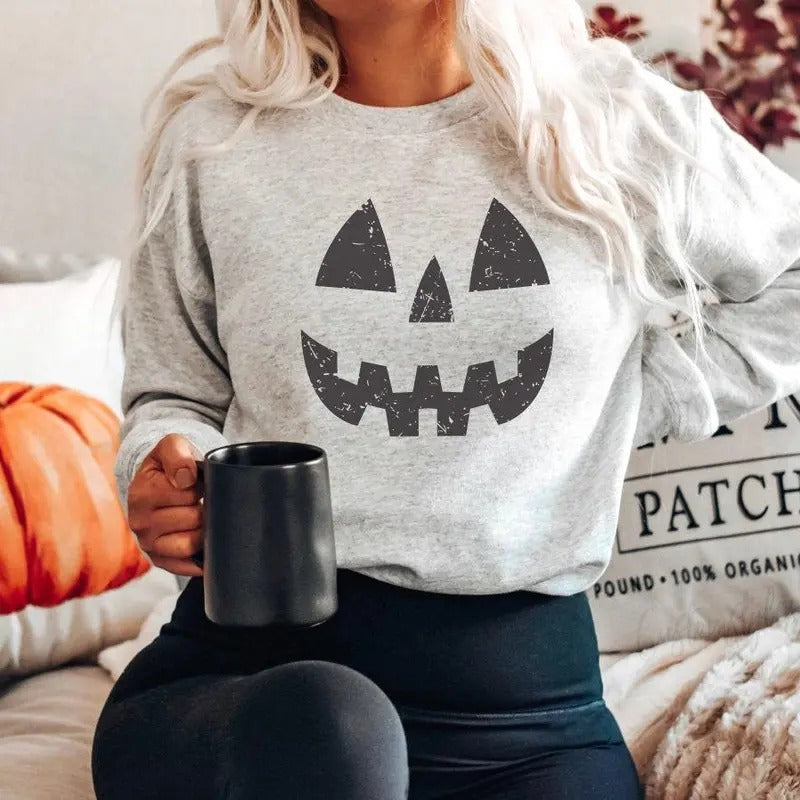 Halloween Pumpkin UNISEX Sweatshirts, Pumpkin Face Sweatshirt, Jack O' Lantern Sweatshirt, Halloween sweatshirt,...