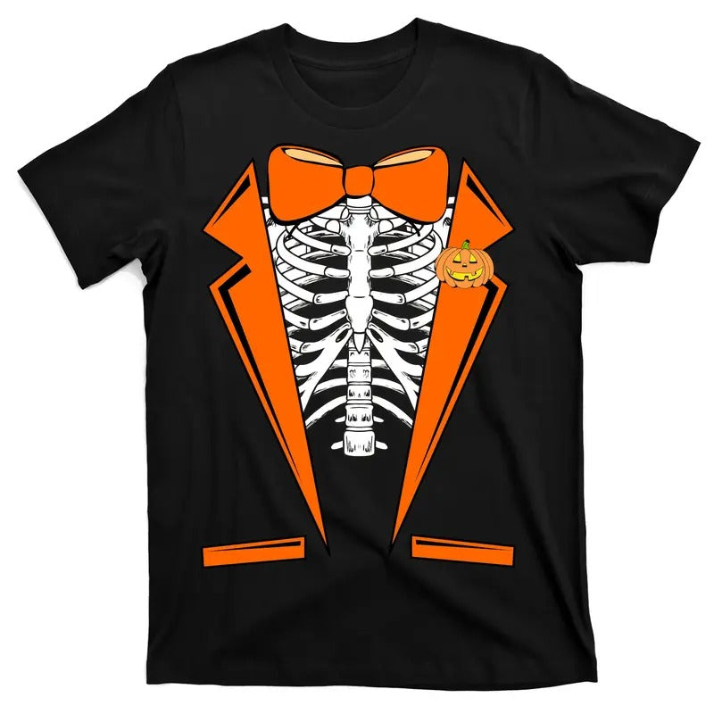 Halloween Skeleton Tuxedo Tux Funny Fun Pumpkin Costume T-Shirt Hoodie Sweatshirt | PrintMintTees.com