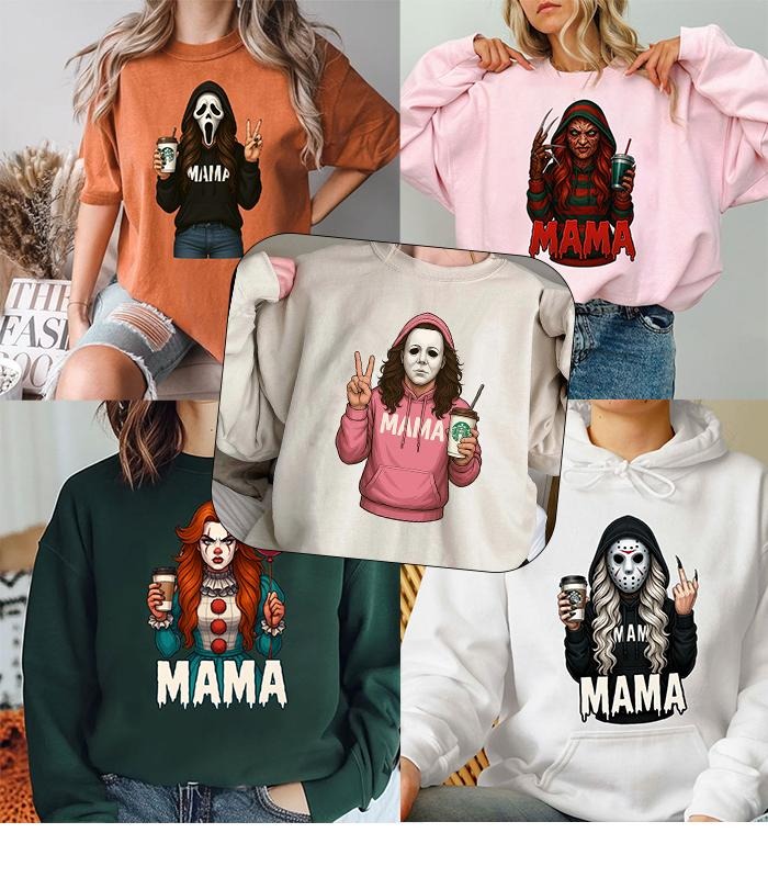 Halloween Spooky Mama Shirts, Halloween Costume 2025, Horror Graphic Tee, Halloween Shirts Hoodie Sweatshirt
