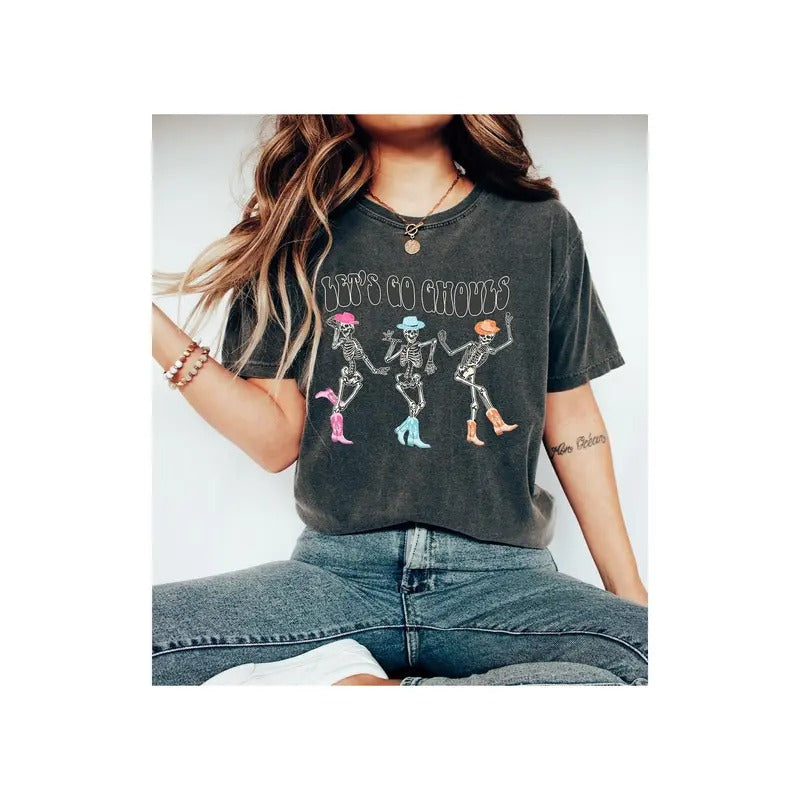 Halloween Sweatshirt Let's Go Ghouls Sweatshirt Let's Go Ghouls Shirt Halloween Shirt Dancing Skeleton Ghost Shirt...