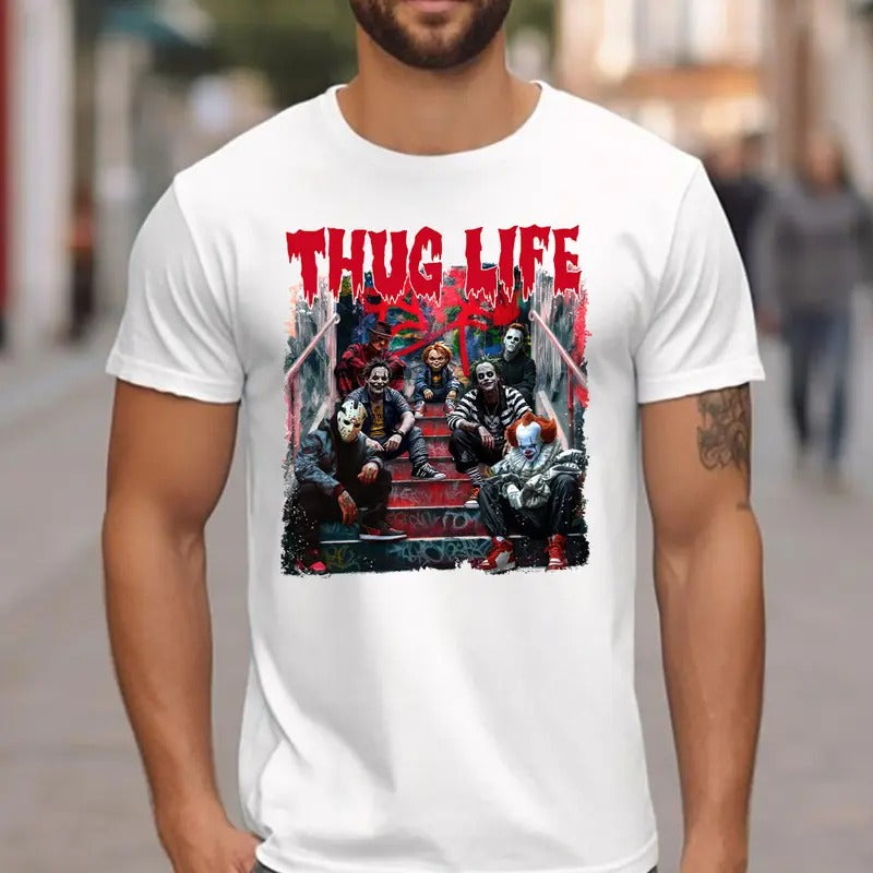 Halloween THUGLIFE Shirt, Halloween Horror Characters Shirt Hoodie Sweatshirt | PrintMintTees.com