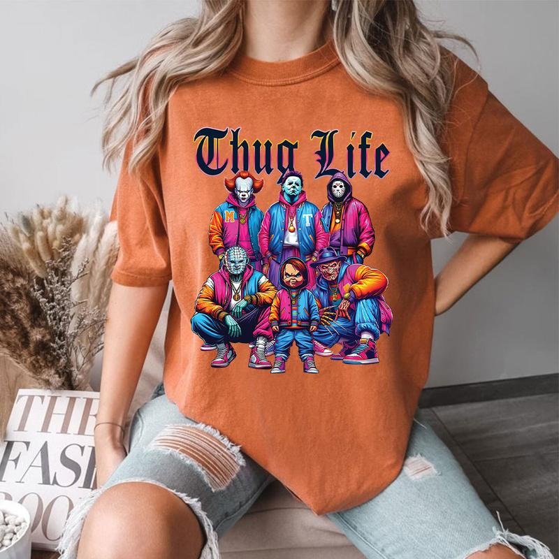 Halloween THUGLIFE Shirt, Halloween Horror Characters Shirt, Halloween Graphic Tee Shirt style 02 Hoodie Sweatshirt