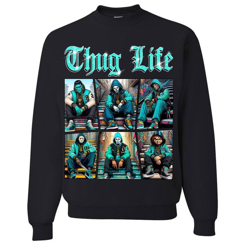 Halloween THUGLIFE Shirt, Horror Characters Shirt, Halloween Graphic Tee style 02 Hoodie Sweatshirt | PrintMintTees.com