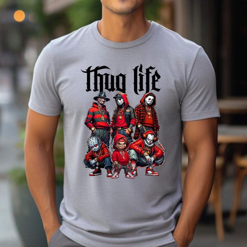 Halloween THUGLIFE Shirt, Horror Characters Shirt, Halloween Graphic Tee style 04 Hoodie Sweatshirt | PrintMintTees.com
