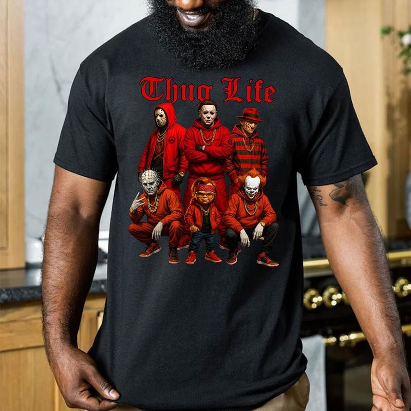 Halloween THUGLIFE Shirt, Horror Characters Shirt, Halloween Graphic Tee style 05 Hoodie Sweatshirt | PrintMintTees.com