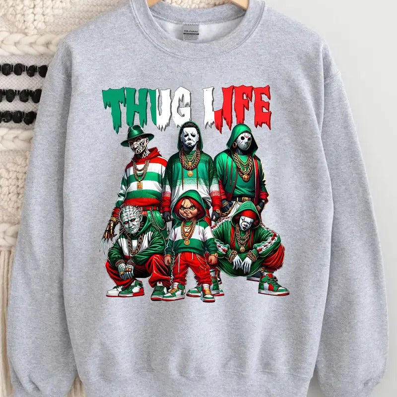 Halloween ThugLife Shirt, Halloween Horror Characters Shirt style 03 Hoodie Sweatshirt | PrintMintTees.com