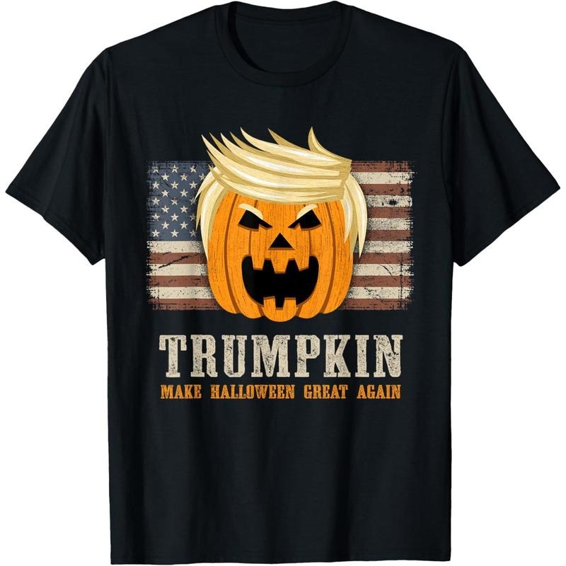 Halloween Trumpkin Vintage US Flag Funny T-Shirt made in usa Hoodie Sweatshirt | PrintMintTees.com