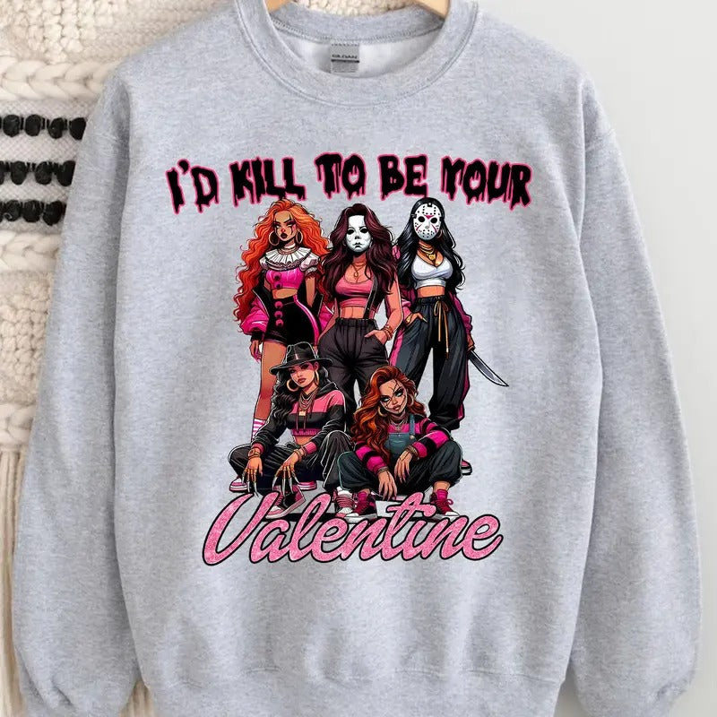 Halloween Valentine Shirt, Halloween Horror Characters Shirt, Halloween Graphic Tee Shirt Hoodie Sweatshirt