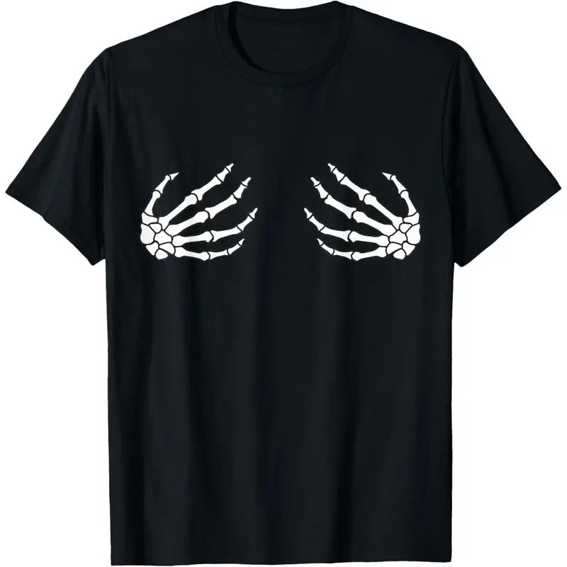 Halloween Women's Boob Skeleton Hand T-Shirt made in usa Hoodie Sweatshirt | PrintMintTees.com