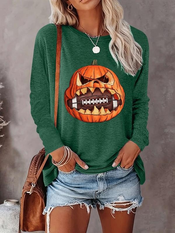 Halloween Women's Casual Letter Print Long Sleeve T-Shirt, Comfortable Fabric, Available in 9 Colors, Fitted Style for...