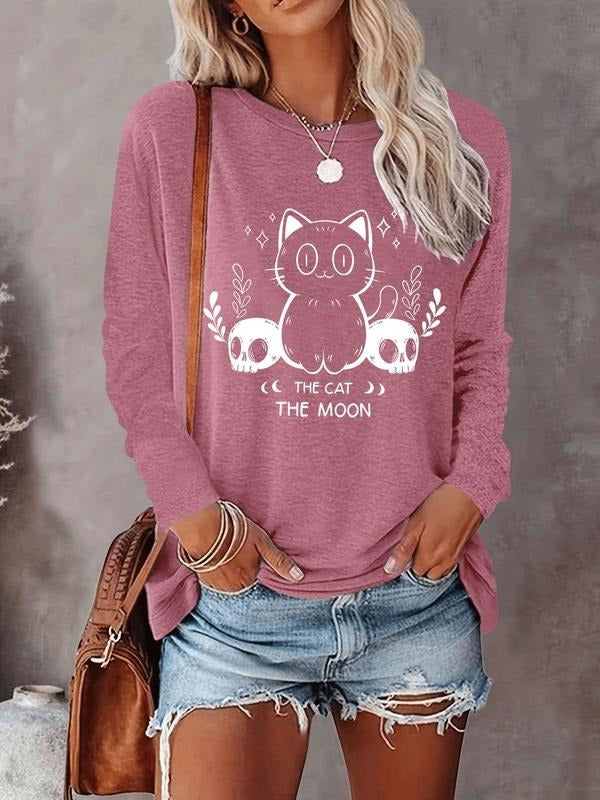 Halloween Women's Casual Letter Print Long Sleeve T-Shirt, Comfortable Fabric, Available in 9 Colors, Fitted Style for...