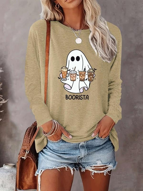 Halloween Women's Casual Letter Print Long Sleeve T-Shirt, Comfortable Fabric, Available in 9 Colors, Fitted Style for...