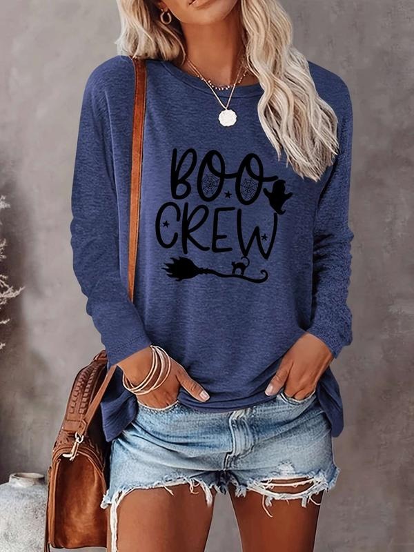 Halloween Women's Casual Letter Print Long Sleeve T-Shirt, Comfortable Fabric, Available in 9 Colors, Fitted Style for...