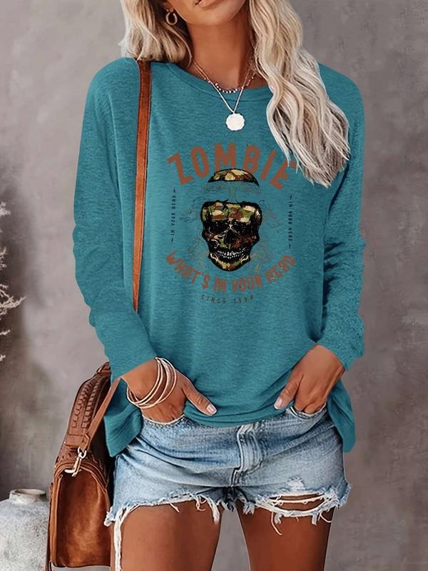 Halloween Women's Casual Letter Print Long Sleeve T-Shirt, Comfortable Fabric, Available in 9 Colors, Fitted Style for...
