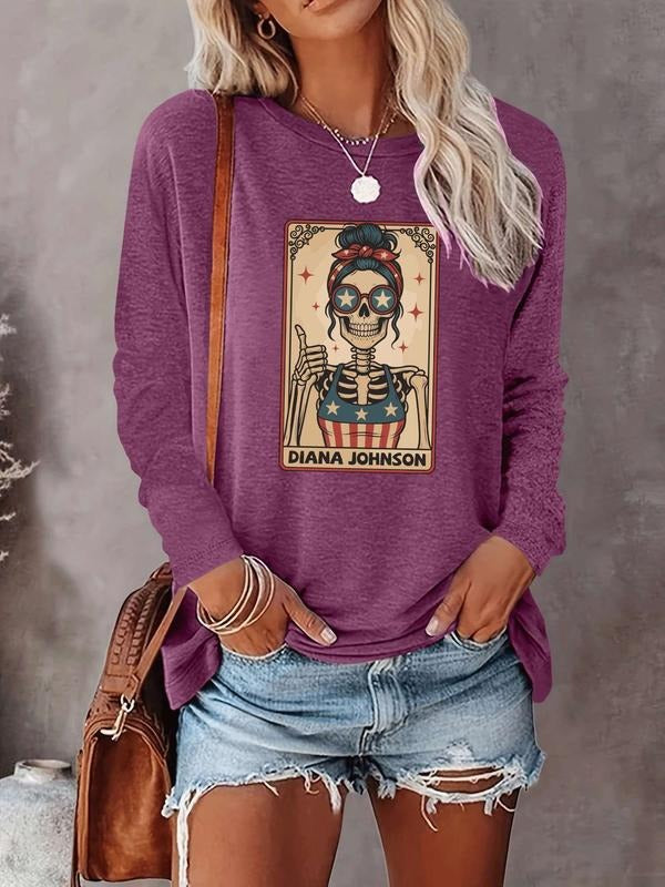 Halloween Women's Casual Letter Print Long Sleeve T-Shirt, Comfortable Fabric, Available in 9 Colors, Fitted Style for...